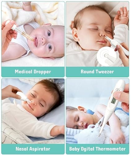 Baby Healthcare and Grooming Kit, Electric Safety Nail Trimmer Baby Nursery Kit, Newborn Care Kits with Hair Brush Comb for Newborn Infant Toddlers Baby Boys Girls Kids, Baby Shower Gifts (White) thumbnail 6