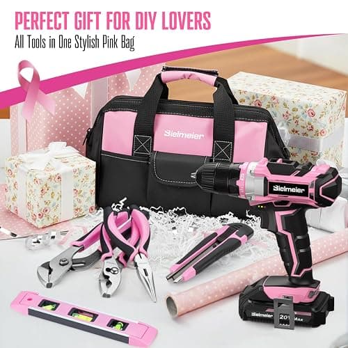 Bielmeier 20V 236Pcs Cordless Pink Drill Set for Women, Lady’s Essential Home Tool Kit with Pink Bag, Perfect DIY Electric Screwdriver Set for Home Repair & Gifts thumbnail 6