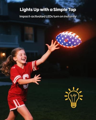 QPAU 9" Glow in The Dark Football (Size 3, 1 Pack), Light Up Youth Football with Pump & Batteries, Outdoor Toys & Games for Boys Girls, Birthday Gifts for Kids and Teens thumbnail 2
