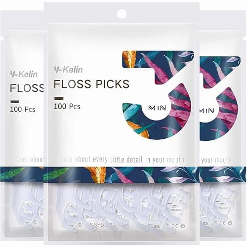 Y-Kelin Dental Floss Picks Daily Flosser Unflavored, 300 pcs, Unwaxed Floss Stick for Aldult & Kids, 100 Count (Pack of 3) (100 count (Pack of 3)) - Image 1