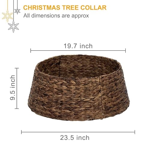 SUNNYPARK Christmas Tree Collar, 23.5’’ Hand-Woven Natural Water Hyacinth Christmas Tree Collar Basket Base Cover - Chestnut Brown thumbnail 3