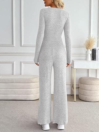 LILLUSORY Womens 2 Piece Matching Lounge Sets 2025 Fall Fashion Knit Sweater Airport Travel Vacation Outfits Gym Sweatsuits thumbnail 4