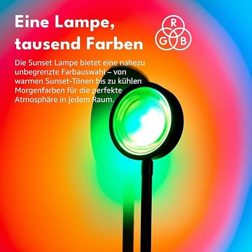 Aromaholik Sunset Lampe LED RGB, Sonnenuntergang Projektionslampe mit HD Linse, 180° drehbar, USB, Fernbedienung, TikTok Stimmungslicht thumbnail 5