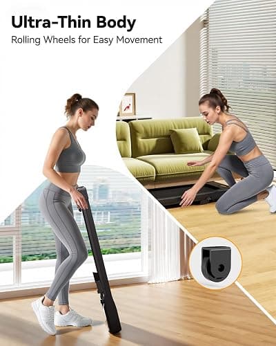 Lacuffy Walking Pad with 6% Incline, Max 12km/h Treadmill for Home Foldable, Raceable Under Desk Treadmill Max 136kg,159kg walking treadmill 2.5HP with Smart App Control, HIIT & MIIT Programs thumbnail 7