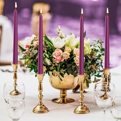 KONNI 0.87×10 Inch Purple Taper Candles, Unscented and Smokeless Tall Candlesticks, 10 Pack Tapered Candles with Cotton Wicks, Long Burning, Ideal for Weddings, Dinner Parties, and Home Décor thumbnail 7