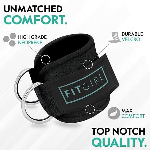 FITGIRL - Ankle Strap for Cable Exercise Machines, Work Out Cuff Attachment for Home & Gym, Glute Workouts - Kickbacks, Leg Extensions, Hip Abductors, for Exercise Machine Attachments thumbnail 3