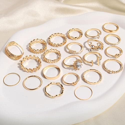CHICUTIE Gold Knuckle Rings Set For Women Stackable Joint Finger Midi Rings Dainty Cubic Crystal Zirconia Simple Hollow Twist Cute Rings Pack Jewelry Gift thumbnail 6