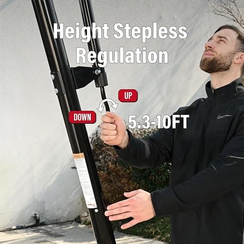 Skytime Basketball Hoop 44&48 Inch Backboard Portable Basketball Goals Outdoor,5.3-10ft Stepless Regulation Crank Adjust Basketball Goal System thumbnail 3