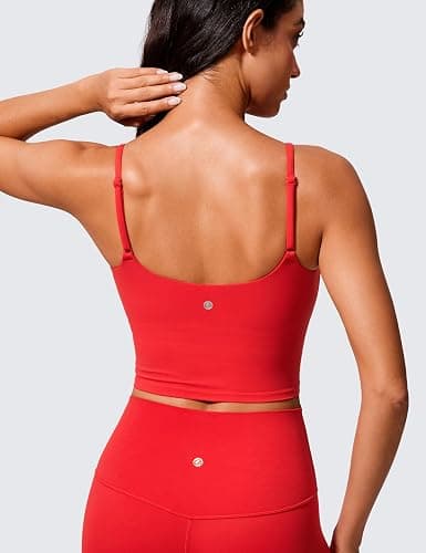CRZ YOGA Butterlift Scoop Neck Crop Tank Tops for Women - Longline U Back Adjustable Straps Workout Sports Bras thumbnail 2