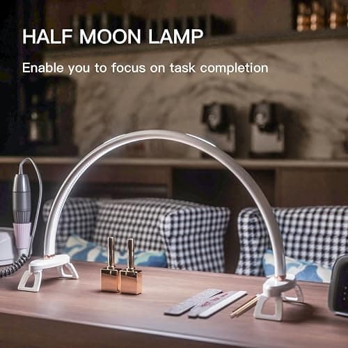 obcd Half Moon Light for Nail Desk 20 inch Half Moon Lamp Portable Ring Light for Eyelash Extensions Suitable for Nail Beauty Crafts Sculpture, Brightness Adjustable thumbnail 2