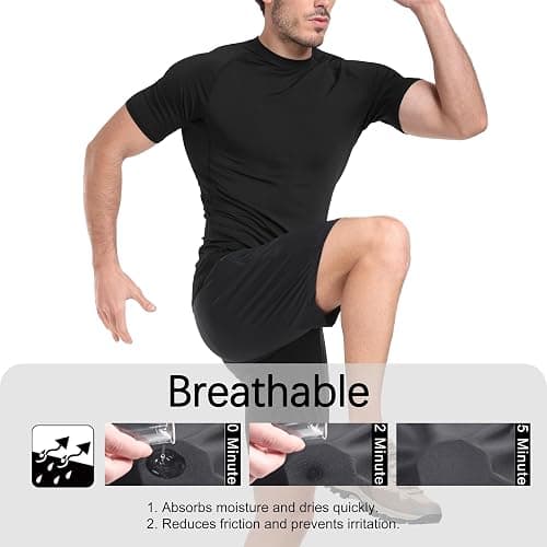 HovSiyla Men's Compression Shirts Cool Dry Short Sleeve Baselayer Athletic Workout T Shirts thumbnail 3