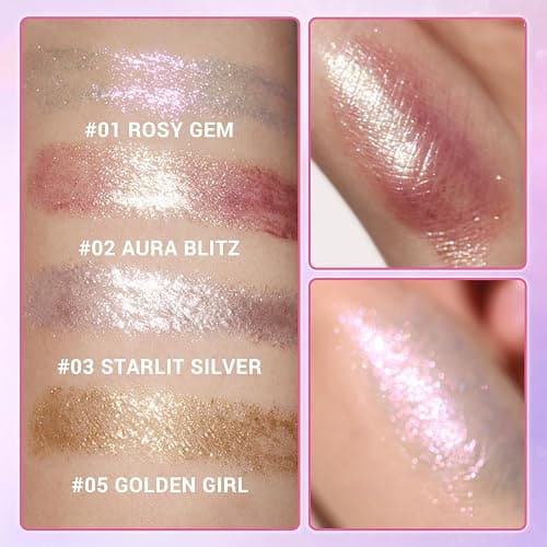 Hegafoo Crystal Hydrating Jelly Stick Eyeshadow Stick, Glitter Makeup Jelly Shimmer Eye Shadow Crayon, Lightweight Eye Brightener Makeup Glitter Eye Shadow (Multicolor, 4 colors) thumbnail 4