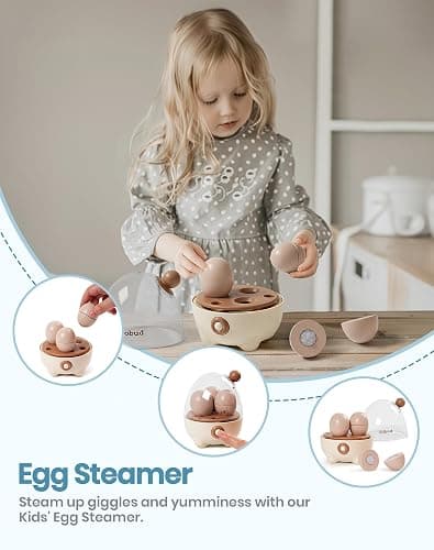 ROBUD Pretend Play Kitchen Appliances, Kids Play Kitchen Toy Food Set with Egg Steamer, Mixer, Toaster, and Blender with Realistic Sounds, Play Kitchen Accessories forToddlers (4-Set) thumbnail 4