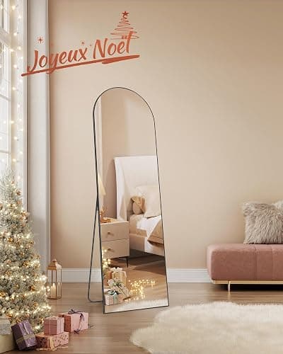 SONGMICS Miroir Intégral, 160 x 50 cm, Miroir Arqué sur Pied, à Poser au Sol, Cadre en Alliage d’Aluminium, Verre Trempé, pour Chambre, Salon, Dressing, Noir d'encre LFM031B01 thumbnail 3