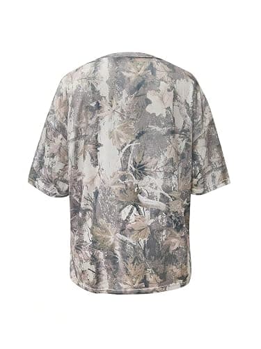 RoseSeek Women's Camo Shirt Maple Leaf Print Short Sleeve Camouflage T Shirt Summer Camo Tee Top Streetwear thumbnail 2