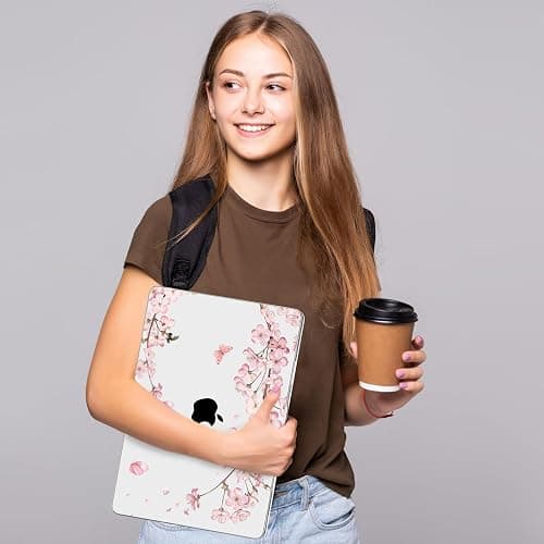MecBevia Compatible with MacBook Air 13.6 inch Case, M4 A3240/M3 A3113/M2 A2681 (Released 2025 to 2022), Hard Shell, Keyboard Cover, Screen Protector, Webcam Cover & Type-C Adapter, Butterflies Sakura thumbnail 7