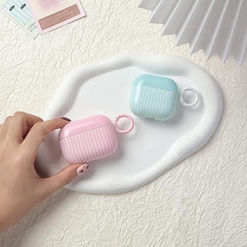 Fycyko Case for AirPod Pro 2/Pro 1 Generation with One Cleaner Kit, Cute Striped Trendy Aesthetic Glossy Shockproof Protective Case for AirPod Pro 2/Pro 1 -Pink thumbnail 5