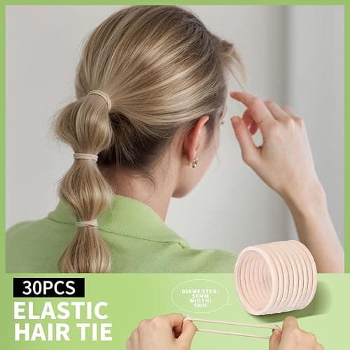 Teenitor Hair Accessories Kit for Woman & Girls: 500pcs Elastic Hair Bands; 30pcs Ponytail Holders, 30pcs Seamless Thick Hair Bands; 40pcs Bobby Hair Pins (Beige) thumbnail 4