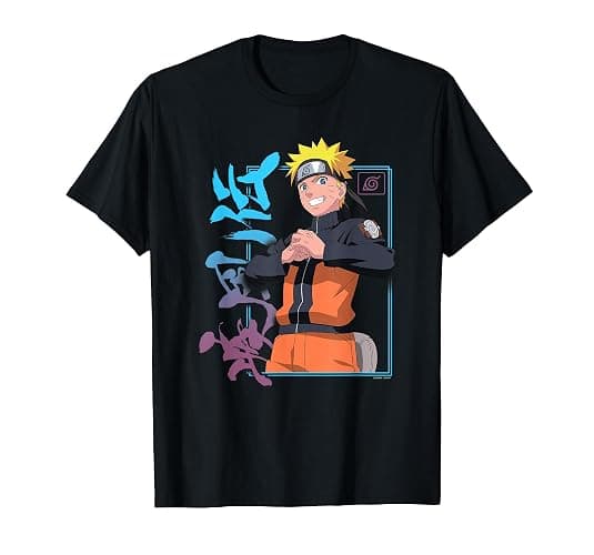 Naruto Shippuden Naruto Kanji Frame Colorful Anime T-Shirt - Image 1