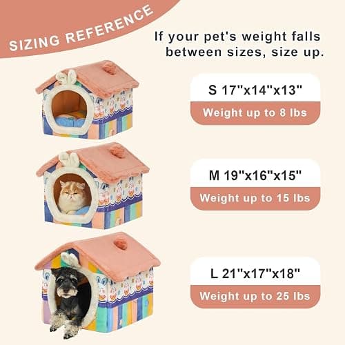 Facailaifu Dog&Cat House Dog&Cat Bed with Cover Cave with Non-Slip Bottom. (Rainbow, Large) thumbnail 6