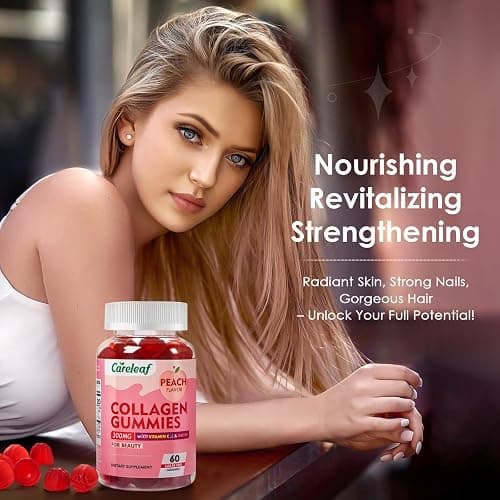 careleaf Sugar Free Collagen Gummies with Vitamin C Vitamin E Support Natural Collagen Production, Healthy Hair, Nails and Bones,Peach Flavor,60 Gummies for 30 Days Supply thumbnail 4