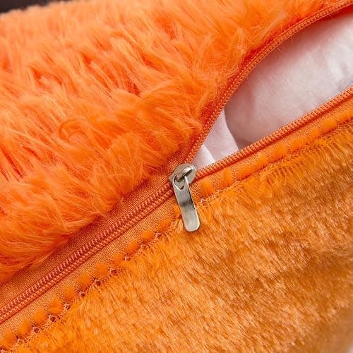 MIULEE Set of 2 Fall Luxury Faux Fur Throw Pillow Cover Deluxe Decorative Plush Pillow Case Cushion Cover Shell for Sofa Bedroom Car 18x18 Inch Orange Halloween thumbnail 3