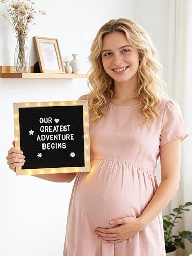 10×10" Light up Felt Letter Board, Custom Message, First Day of School Sign | Aulock, with Changeable Letters & Tripod, Will You Be My Girlfriend Sign, Baby Announcement Sign, Classroom Decor, Black thumbnail 7