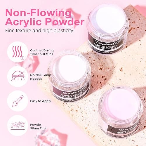 DouborQ Acrylic Nail Kit with Electric Nail Drill Nail Lamp,U V Nail Dryer Light Manicure ,False Nail Tips Starter Set Acrylic Nail Art Supplies for Beginner with Everything thumbnail 6