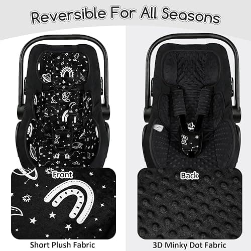 Hooyax Infant Car Seat Insert with Ultra-Thick Head Support - Universal 3-in-1 Baby Car Seat Cushion Set, Dual-Sided Newborn Carseat Insert for Carseat, Stroller, Bouncer, Swing(Apricot) thumbnail 5