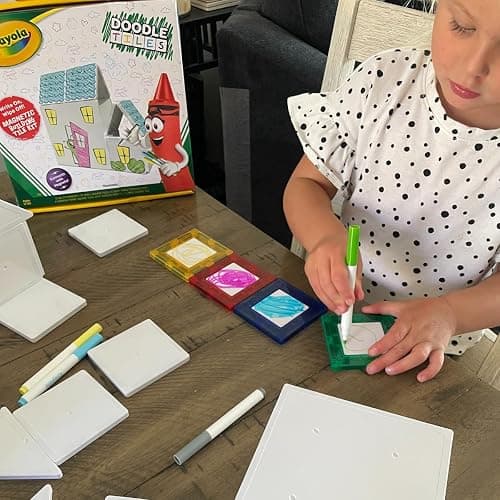CreateOn Crayola Doodle Magnetic Tiles Building Set for Kids, Magnetic Kids’ Building Toys, STEM & Montessori Arts & Creativity Toys for Boys and Girls Ages 3+, 24-Piece Set thumbnail 7