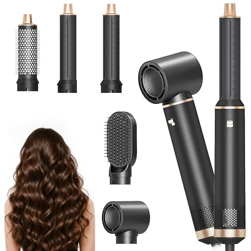 Dryhsip Warmluftbürste, 5 in 1 Hairstyler, Föhnbürste mit haartrockner für Frauen, Airstyler mit Föhn, Glätten,Lockenstab Automatisch, Haarglätter, Rundbürstenföhn, Eurostecker Styler (Classic Black) - Image 1