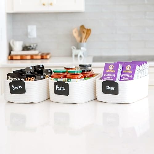 NaturalCozy 11.8"x8"x4.5” Storage Baskets for Shelves 3 Pack | Cotton Rope Woven Small Baskets for Organizing | Small Storage Bins for Nursery, Bathroom, Closet, Cube Shelf, Decorative, Gift Basket thumbnail 9