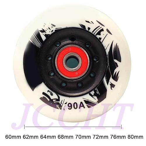 JCCHT 8 Pack 60mm 62mm 64mm 68mm 70mm 72mm 76mm 80mm Inline Skate Wheels Outdoor Indoor 90A Asphalt Formula Roller Skate Replacement Wheels with Bearing thumbnail 2