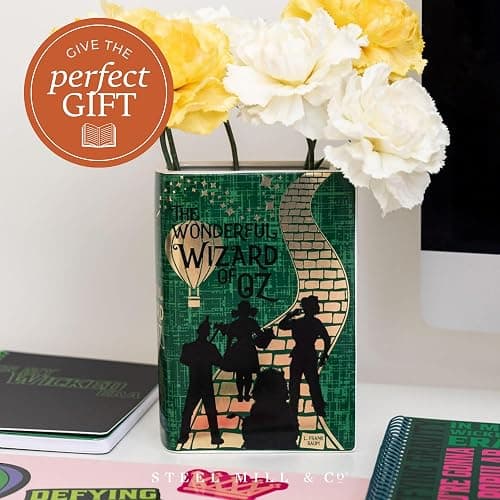 Steel Mill & Co Original Large Book-Shaped Decorative Vase, Ceramic Vases for Home Decor, Cute Bookshelf Decor, Unique Vase for Book Lovers, The Wonderful Wizard of Oz thumbnail 2
