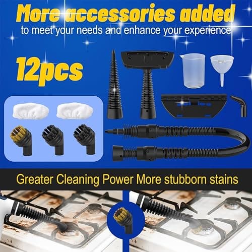 Hand Held Steam Cleaner, Portable Steam Cleaners, Steam Cleaner Handheld, Comes with 12-Piece Accessories for Multi-Surface Stain Removal, Perfect for Stain Removal, Car, Sofa, Floor, Bathroom, Window thumbnail 6