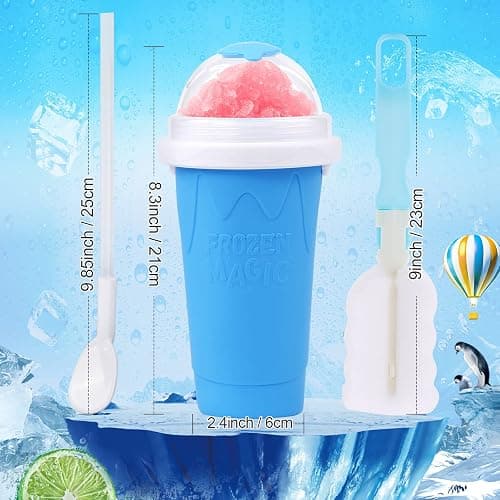 susimond Premium Slushy Maker Cup, Durable Slushie Maker Cup for Christmas with Cup Brush Straw and Spoon, Portable Quick Frozen Smoothies Squeeze CoolingCup for Milk Drinks and Juices thumbnail 2