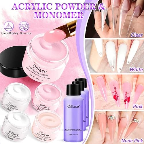 Large Acrylic Nail Kit Set Professional Acrylic with Everything, Nail Acrylic Powder for Beginners, Acrylic Nail Supplies Acrylic Nail Brush, Practice Hand for Acrylic Nails (Multicolor with everything) thumbnail 3