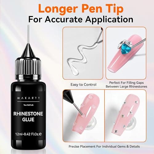 Makartt 2Pcs Rhinestone Glue, Strong Hold 3D Gel Nail Art Nail Gem Glue | UV Cured Nail Glue for Nail Charms and Gems Jewelry Diamond for DIY Manicured at Home Beauty Gifts for Women thumbnail 2
