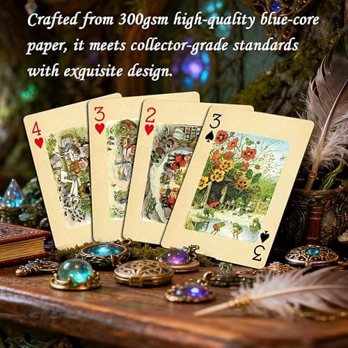 strublfe Vintage Style Playing Cards, Elf Home Dwarves and Forest Animals Themed Playing Card, 54 Unique Exquisite Illustrations, Standard Size, Suitable for Family Gatherings, Party Games thumbnail 7
