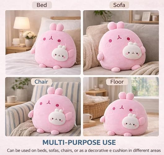 Pink Plush Pillow, Soft Plush Cushion, Smooth & Gentle Texture, Decorative Pillow for Bed, Sofa, Home Décor (10.62 X 7.87 inches) thumbnail 5