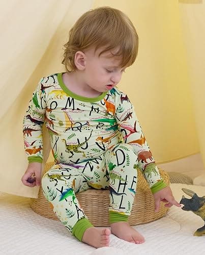 babee Reshinee Bamboo Viscose Toddler Pajamas Boys Girls Baby 12M-8Y Pjs Sets Kids 2pcs Long-Sleeve Snug fit Sleepwear thumbnail 6