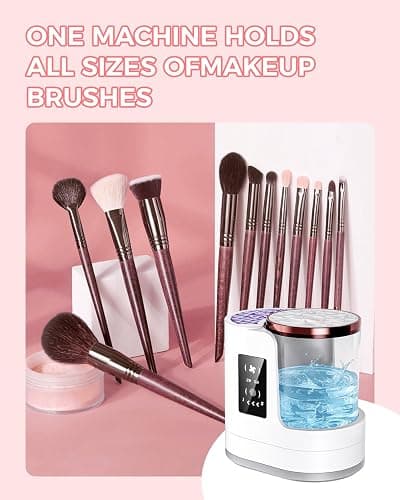 Electric Makeup Brush Cleaner Machine with Automatic Cleaning and Drying Functions Portable Makeup Brush Cleaner for Makeup Lovers thumbnail 6