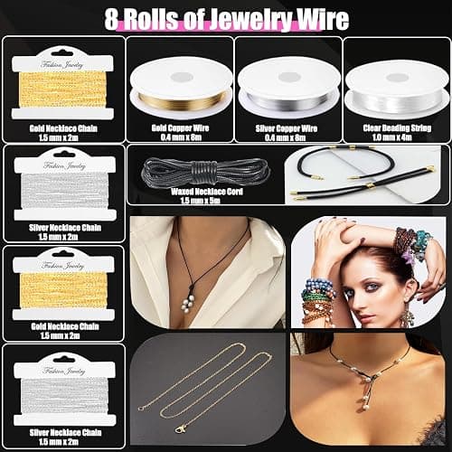 MONVICT Jewelry Making Supplies Kit with Jewelry Making Tools, Findings, Necklace Chain, Jewelry Wires, Adjustable Magnifier, Carry Bag, Meet All The Needs of Jewelry Making, Repair, Beading thumbnail 5