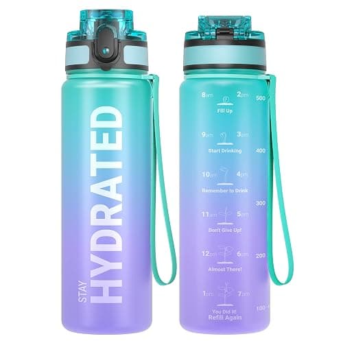 Sahara Sailor Water Bottle, 32/25/17oz Durable and Leakproof Water Bottles Motivational with Time Marker, Tritan, BPA Free, Wide Mouth with Easy Clean Brush for Gym, Travel, School, Office (1 Bottle) - Image 1