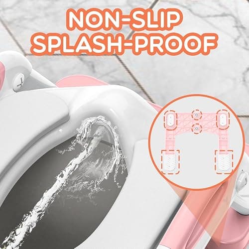 Potty Training Toilet for Toddlers, 2-in-1 Potty Training seat, Anti-Slip | SKYROKU, Fits Round & Elongated Toilets, 6 Heights, Splash Guard, Foldable, Holds 200+ lbs, Step Stool, Dishwasher Cushion thumbnail 7