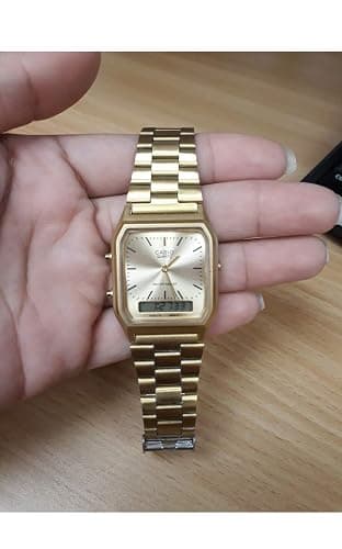 Casio AQ230GA-9D Men's Analog Digital Dual Time Gold Tone Metal Band Watch thumbnail 2