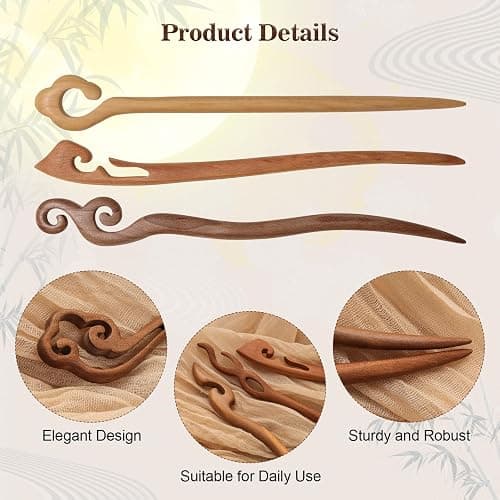 Ngdhkd 8 Pieces Wooden Hair Sticks Chinese Chopstick Hair Pins for Women Bun Maker Retro Classic Pattern Hair Sticks for Women Long Hair Handmade Chignon Maker Hair Accessories (Brown) thumbnail 2