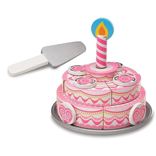 Melissa & Doug Triple-Layer Party Cake Wooden Play Food Set - Birthday Cake Pretend Food Play Set for Toddlers, Kids Ages 3+ thumbnail 4