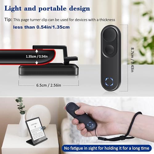 Smanu RF Remote Control Page Turner for Kindle Paperwhite Oasis Scribe Kobo,Clicker Page Turner Kindle Accessories for iPhone,iPad, Android Tablets Reading Novels,Camera Video Record&Shutter Selfie thumbnail 7