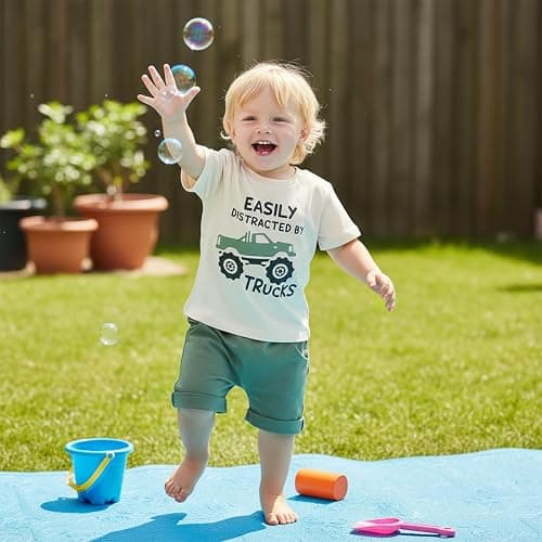 Toddler Boy Clothes Baby Kids Letter Truck Summer Outfit T-shirt Shorts Set | 6 12 18 24 Months 2T 3T 4T 5T Boys Clothing, Cotton Blend 2 Piece Outfits, Non-cracking Cartoon Print Shirt Tees thumbnail 2
